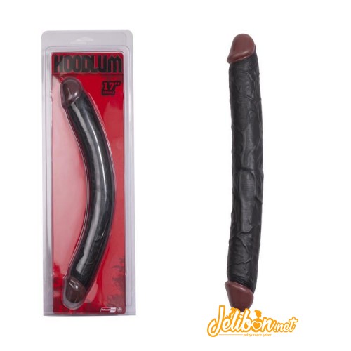 Hoodlum Çift Taraflı 43cm Zenci Ten Rengi Dildo