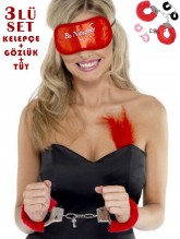 Kiviva Fantazi Set Kelepçe + Gözlük + Tüy 8003