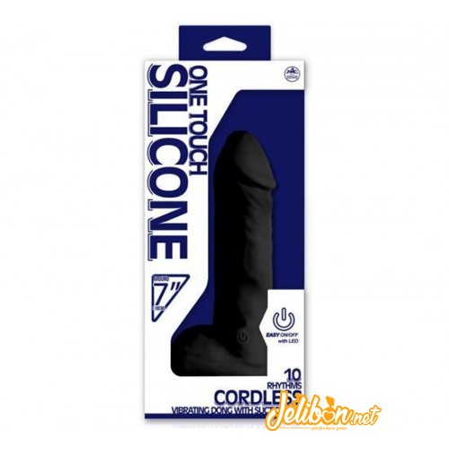 One Touch Silicone 18cm Kablosuz Vibratör - Zenci